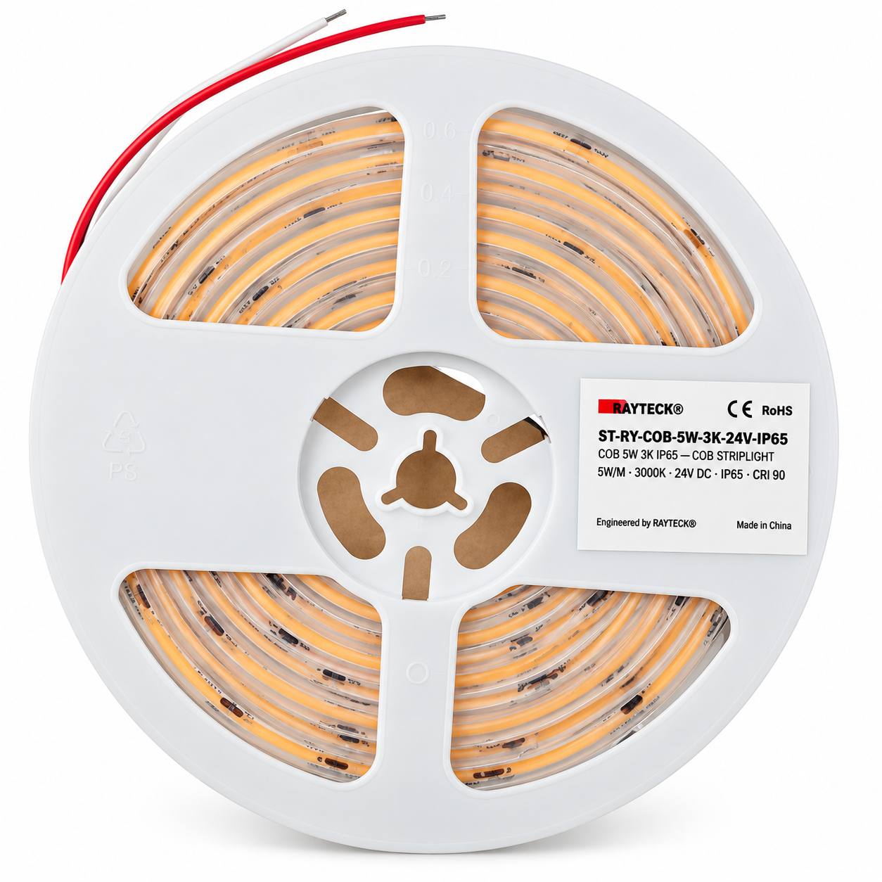 COB Strip — 5W · 3000K · 24V · IP65 · ~400 lm/m · 5mm