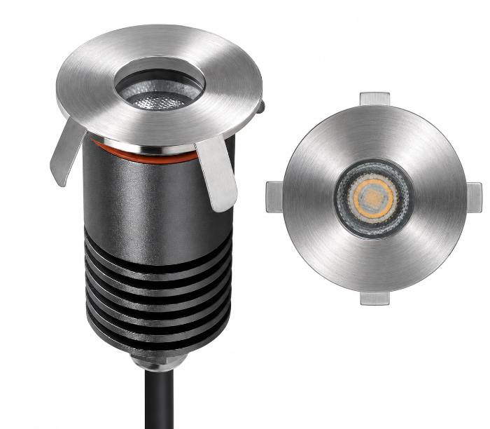 Inground recessed uplight with anti-glare accessory, 1W, 152lm, 15Deg, 3000K, Satin Stainless finish, IP65
