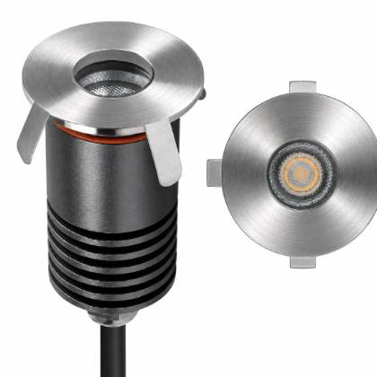 Inground recessed uplight with anti-glare accessory, 2W, 152lm, 15Deg, 3000K, Satin Stainless finish, IP67